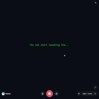 Persona hablando mientras la traducción de voz y los subtítulos se generan en tiempo real