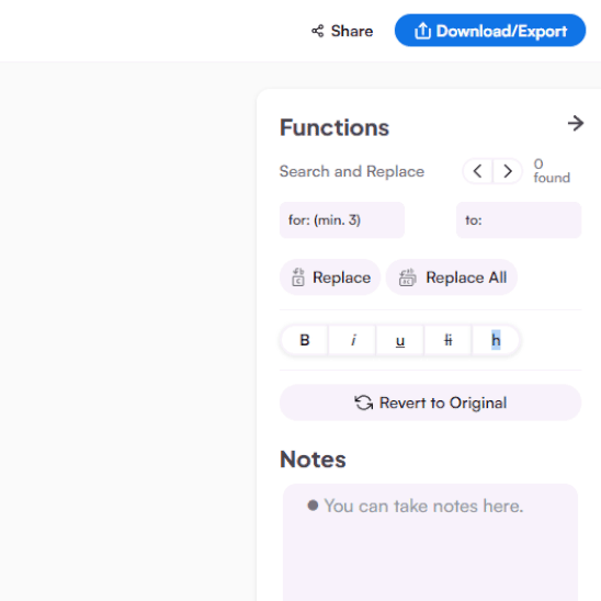 Sharing and exporting options