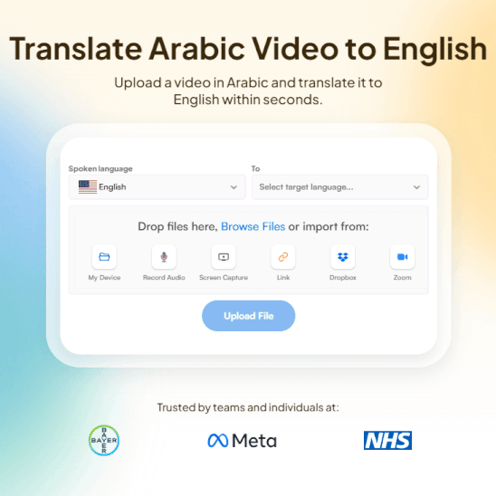Upload a video file and choose languages