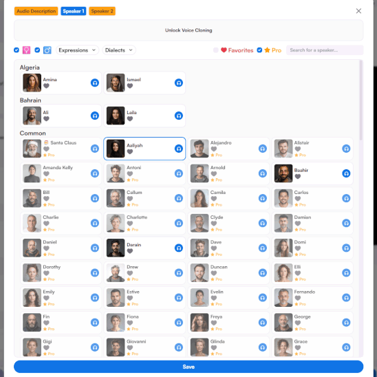 AI voice library with dialect options