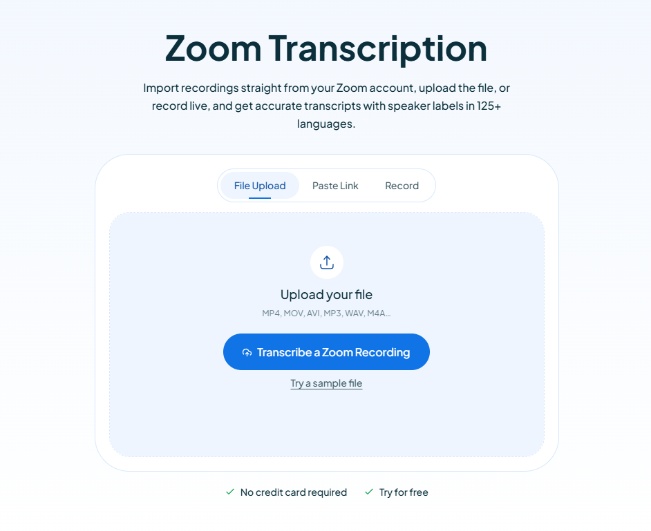 Maestra's Zoom transcription landing page