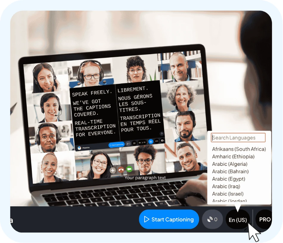 A person is using Maestra to live transcribe.