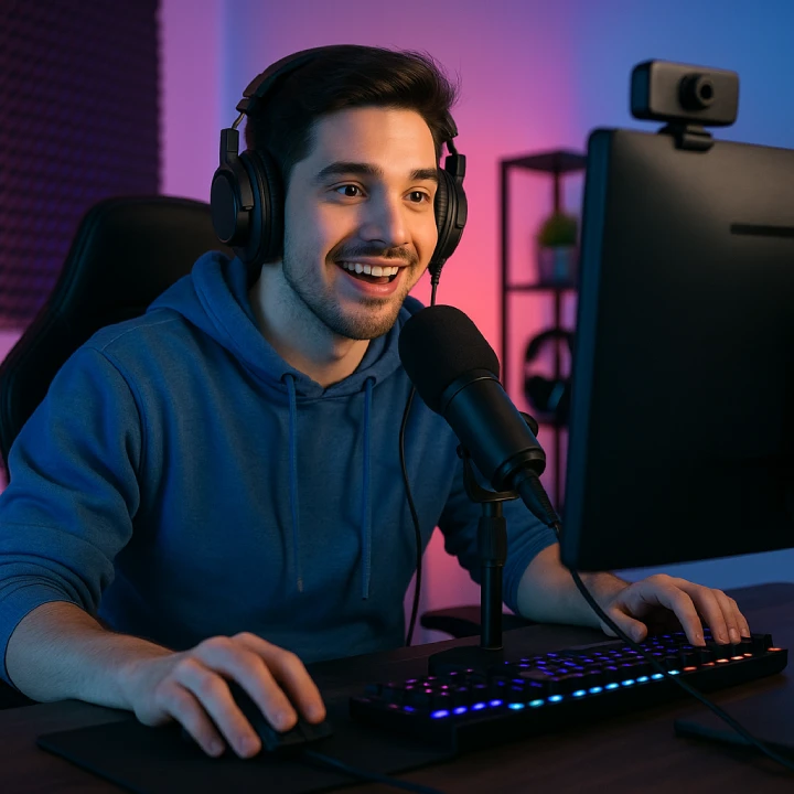A person live streaming.