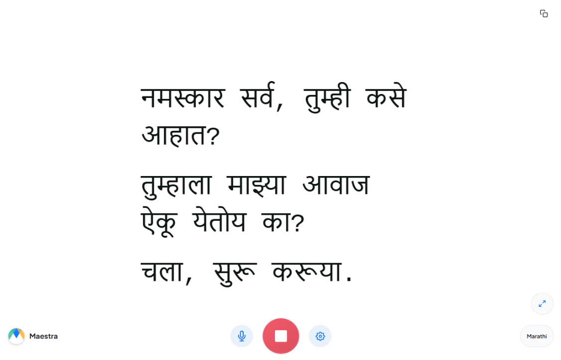Marathi live transcription showcase