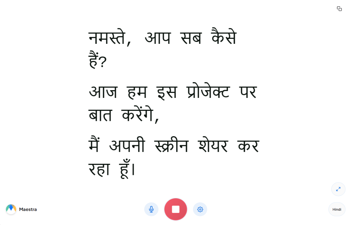 Hindi live transcription showcase