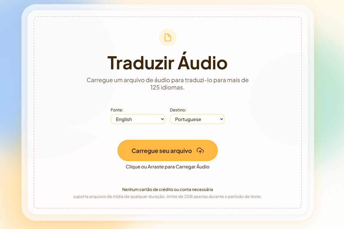 Área de carga del traductor de audio.