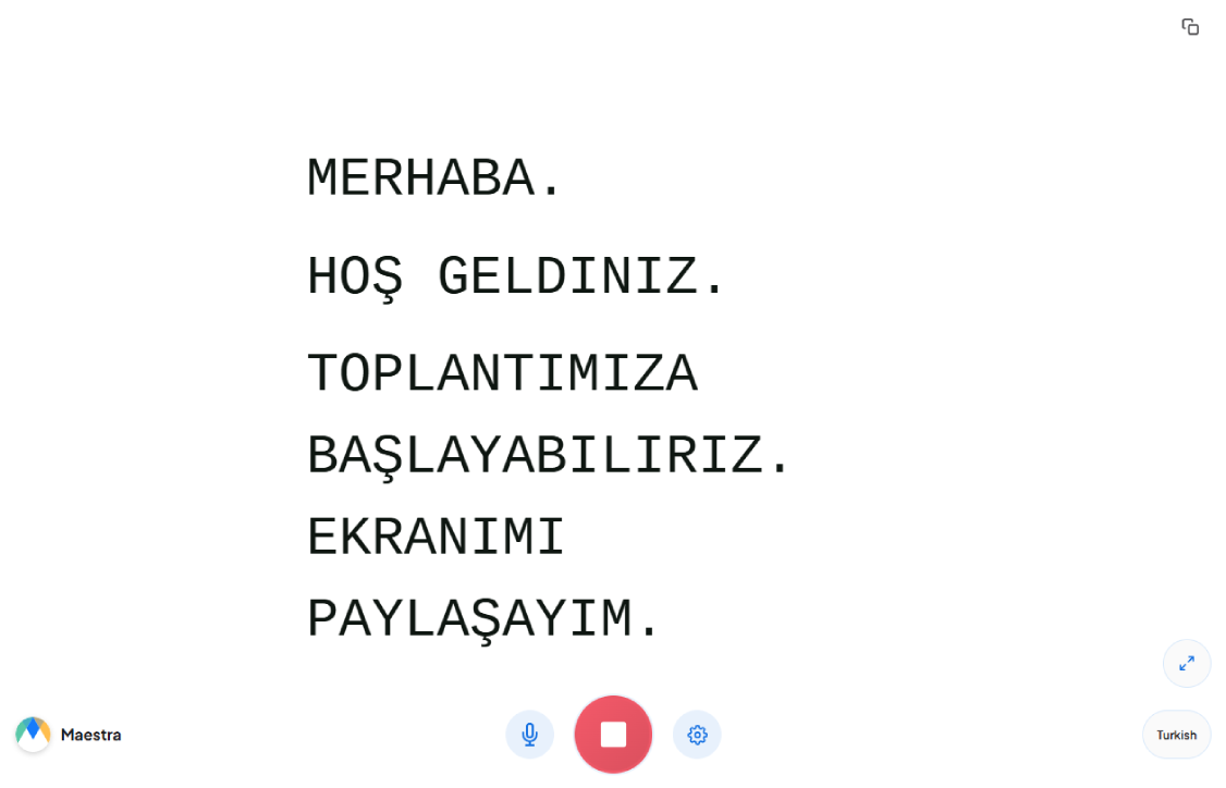 Live Turkish speech to text showcase