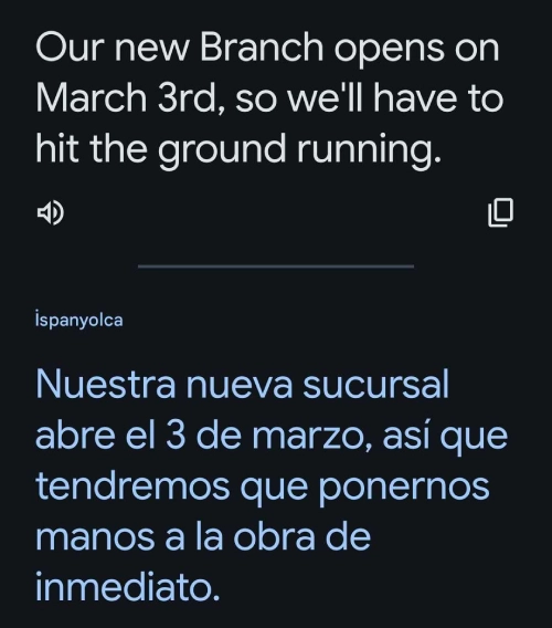 Google Translate translating English to Spanish live