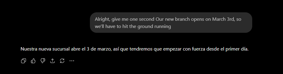 ChatGPT Voice translating English audio to Spanish in real-time