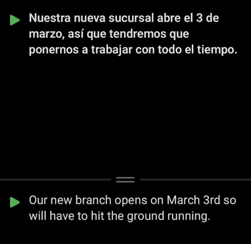 Microsoft Translator live translation from English to Spanish