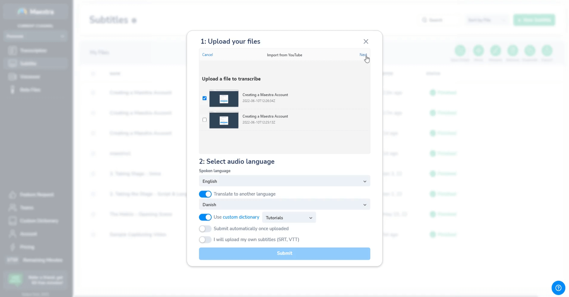 Translate the title of your videos and download the file in different file formats.