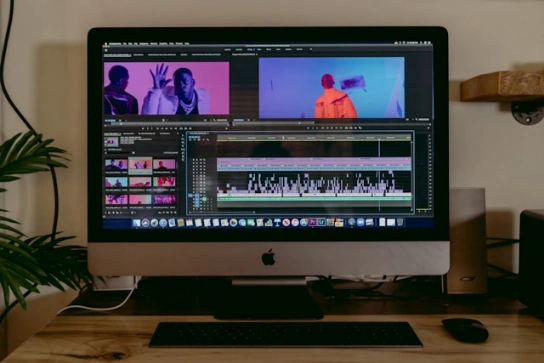 A video editing software running on a MacBook.