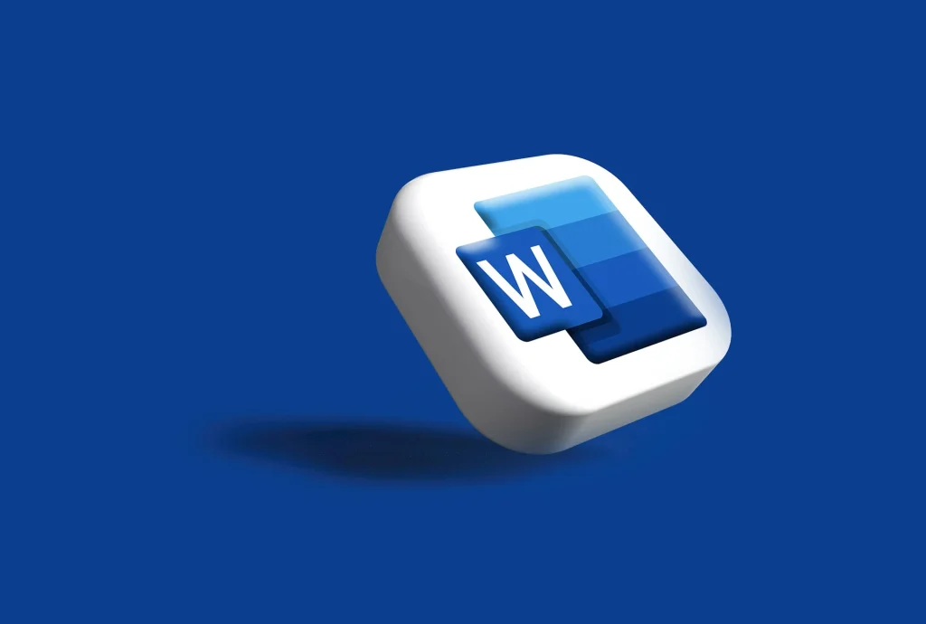 3D icon of Microsoft Word logo.