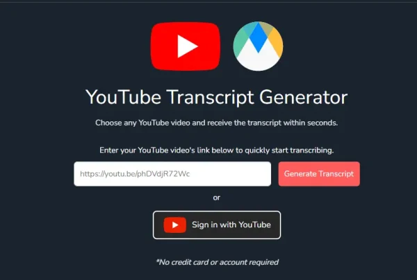 Transcribe YouTube videos with AI.