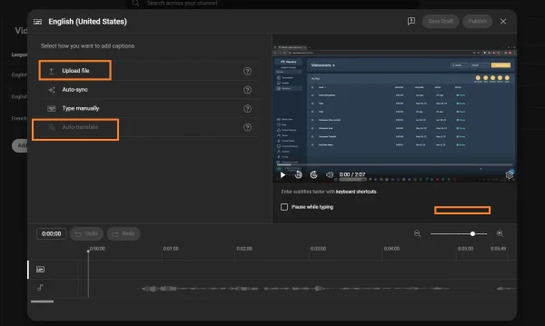 Auto-translate or upload your own subtitles.