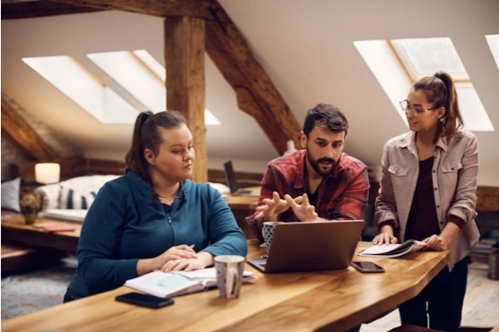 A group of students studying together.