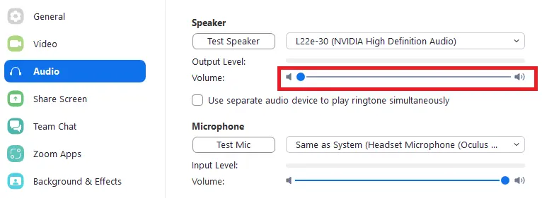 Slide the volume to the left to mute Zoom.