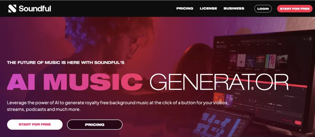 The homepage of Soundful, one of the best AI music generators in 2024.