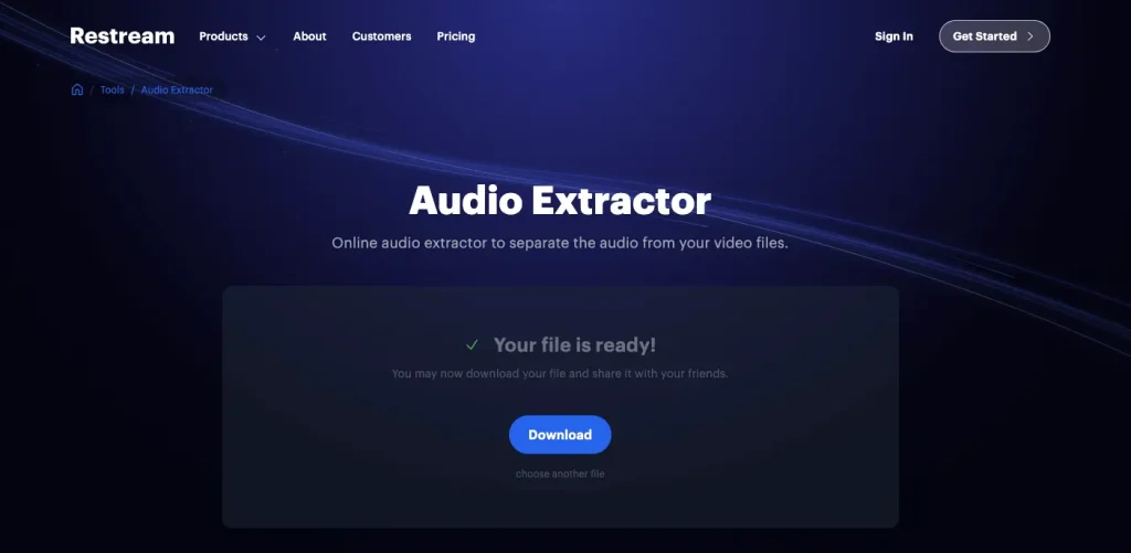 The interface of Restream Audio Extractor.