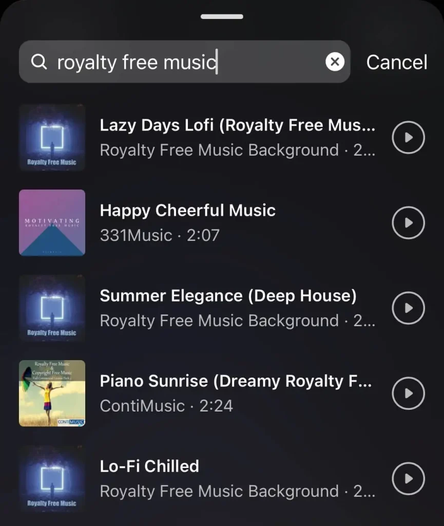 How to find royalty free music on Instagram