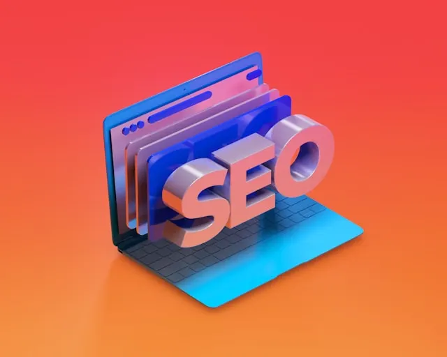 A laptop icon with "SEO" word on it.