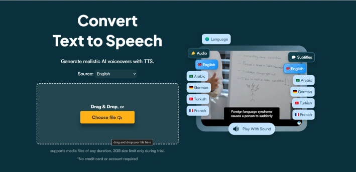 Convert text to speech to add a voiceover to your presentation.