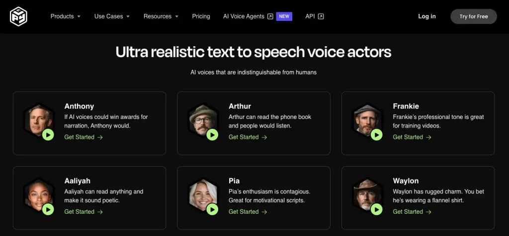 A list of PlayHT's ultra realistic text to speech voice actors.