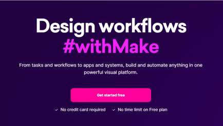 Make allows you to design visual workflows.