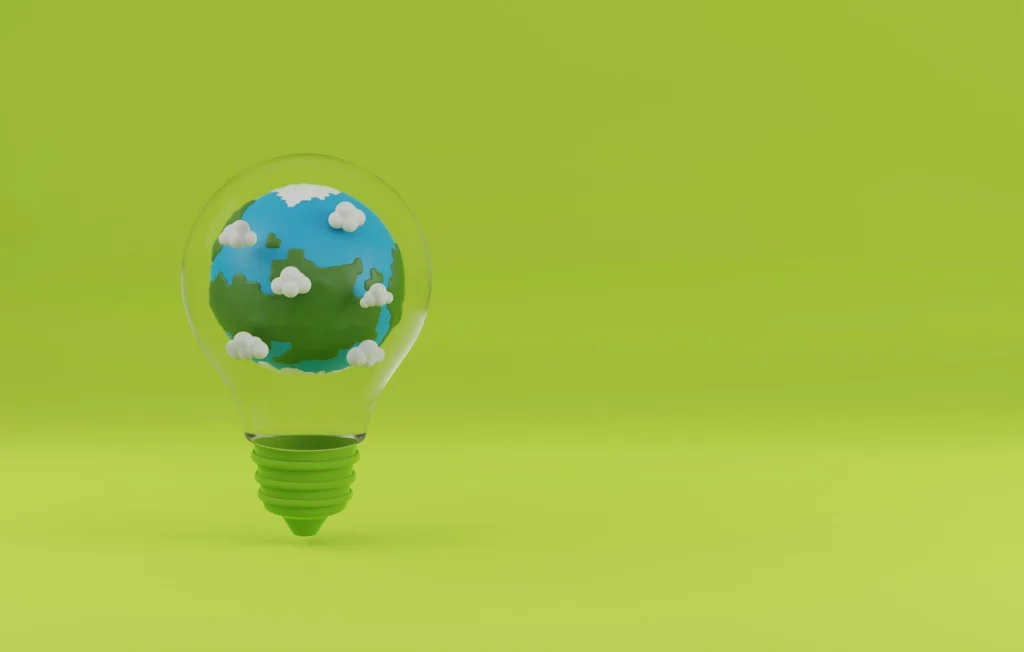 An illustration of earth and clouds in a transparent light bulb, representing how to generate YouTube video ideas for beginners