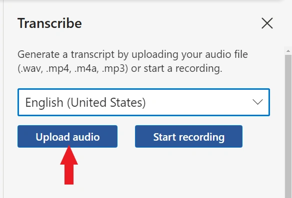 Click "Upload audio".