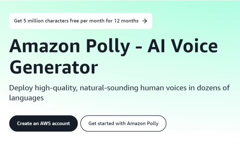 Amazon Polly is an AI voice generator with humanlike voices.