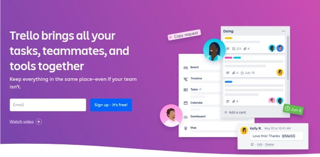 Trello is a collaboration tool that helps with task management.
