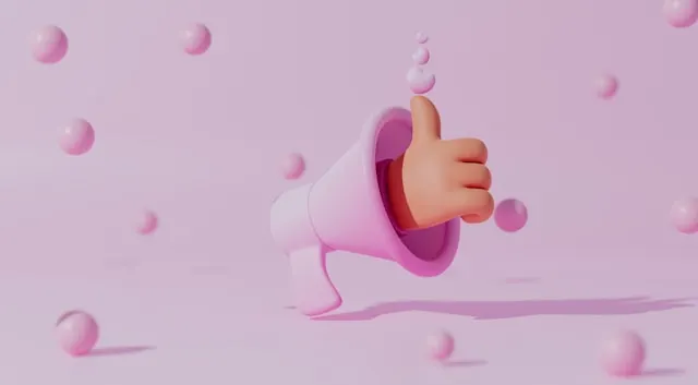 A "thumbs" up icon on pink background.