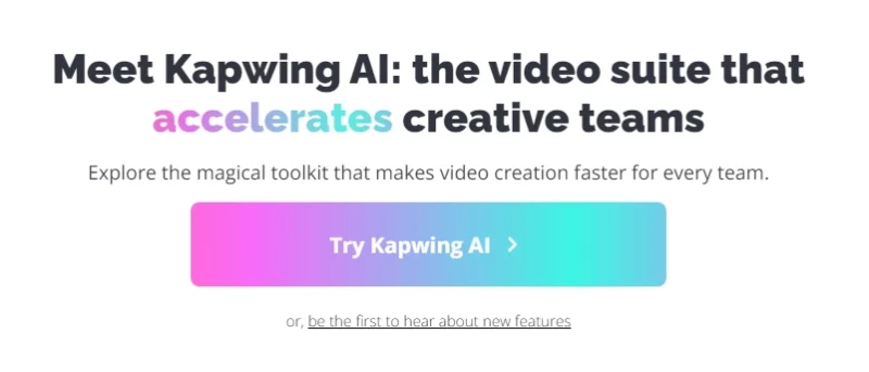 Website of Kapwing, focusing on its AI tool kit.