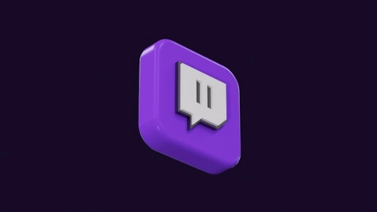 Twitch's logo on dark backgorund.