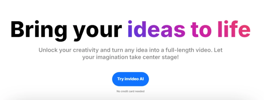 Homepage of InVideo, one of the best Sora AI alternatives.