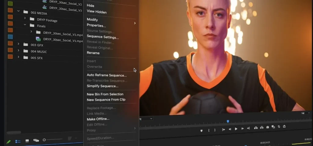 The video editing interface of Adobe Premiere Pro.