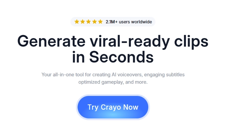 Homepage of Crayo AI.