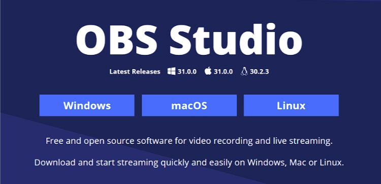 Homepage of OBS Studio.