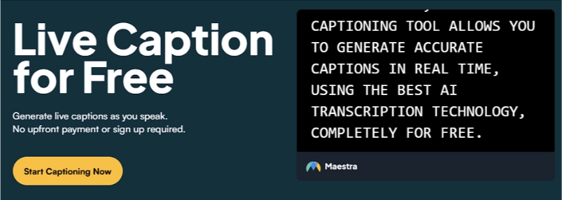 Maestra AI's web captioner tool.