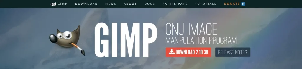 The homepage of GIMP.