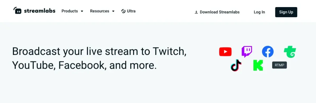 The homepage of Streamlabs, one of the best OBS alternatives for streaming.