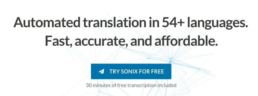 The home page of Sonix AI.