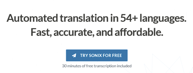 Homepage of Sonix, another Transkriptor alternative.