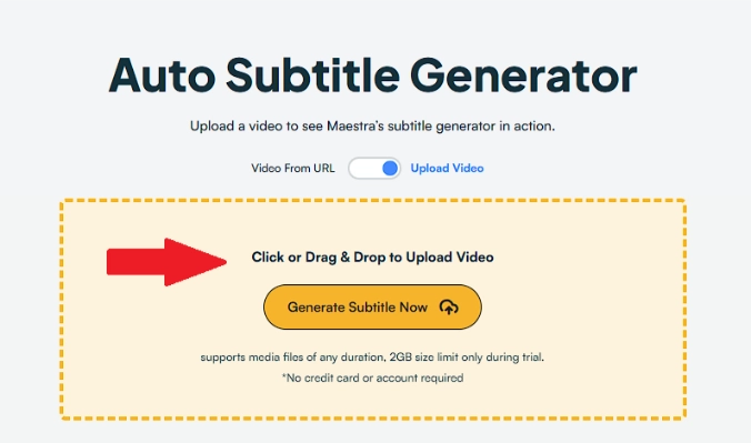 Upload your video to the subtitle generator.