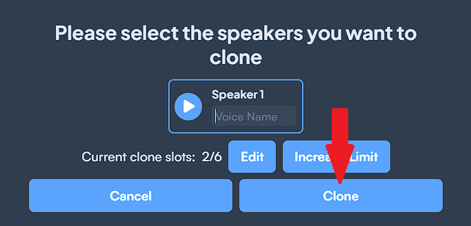 Select the speaker and click "Clone".