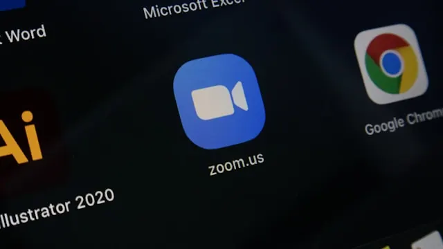 Zoom app logo on a screen.