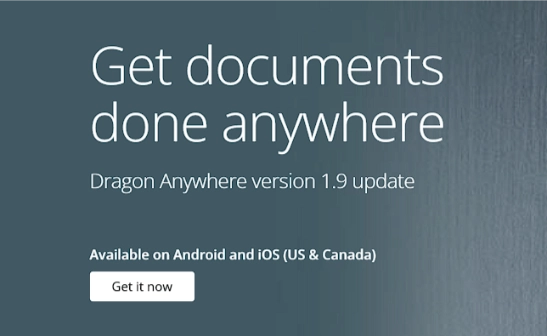 Web page of Dragon Anywhere.