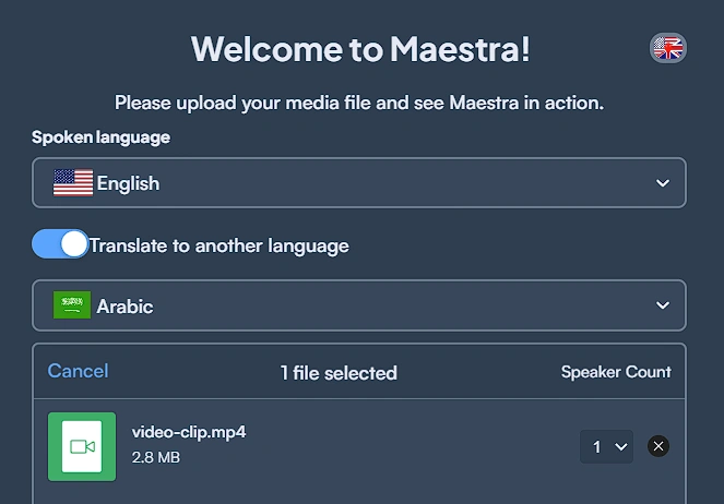 How to translate English to Arabic using Maestra's subtitle generator.