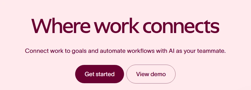 Homepage of Asana, a remote work tool for project tracking.